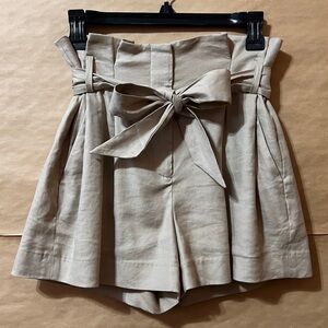 Aritzia | Babaton Asher Paperbag Shorts Linen Blend High Rise Tie Waist Size 0